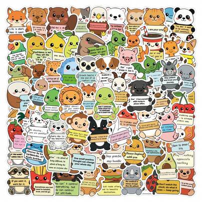 120pcs/Pack Vintage Funny Animals Meme Aesthetic Stickers, Cute Mysterious INS Retro Gothic Y2K Downtown Stickers, 90s 80s Anime Cute Sticker Pack, Cartoon Fun Aesthetic Label Stickers For Scrapbooking, Sealing, Envelopes, Guitars, Instruments, Decorations, Gifts, Parties, Rewards, Motivation, New Year, Christmas