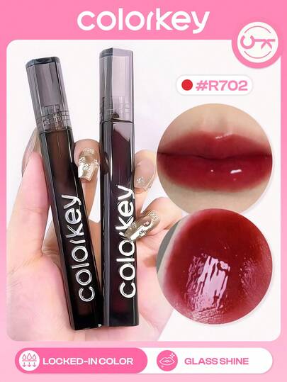 COLORKEY 镜面光泽唇釉，闪亮保湿唇彩，不粘腻，持久滋养唇部。液体唇膏，超级保湿唇彩，呵护双唇，打造精致唇妆。化妆品品牌产品，适合女性和女孩，是秋冬季节的理想之选，可打造拿铁妆、Y2K妆、90年代妆、酷女孩妆、唇妆搭配、新娘妆、情人节妆容。