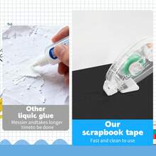 1pc/4pcs Double-Sided Adhesive Tape, DIY Scrapbooking Craft Supplies, School Stationery Roller Tape - Multicolor - View 3