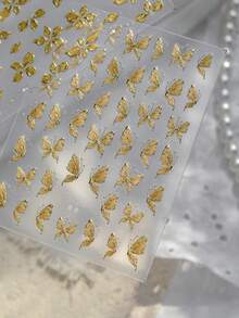 1个5D金银星激光粉色彩色闪亮星形水晶浮雕美甲装饰DIY美甲饰品 - 金色 - 查看 4