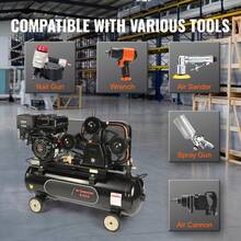 Compresor de aire a gas de 30 galones, 15HP 33CFM@115PSI Tanque compresor de aire sobre ruedas, bomba de pistón impulsada por gas Sistema comprimido de aire con presión máxima de 115PSI para sitios de construcción de talleres - 30 galones - Ver 6