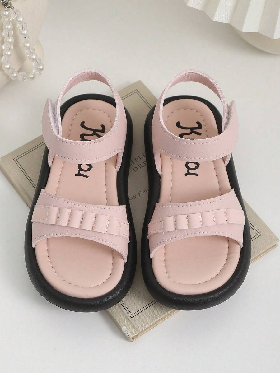 Giày sandal Mary Jane dễ thương và đơn giản cho bé gái, mũi giày màu hồng có khóa dán thời trang, giày công chúa đế mềm nhẹ, phù hợp với mọi mùa - Hồng - Xem 1