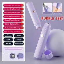 Maquinilla de afeitar eléctrica 2 en 1 para mujer, depilación indolora, recortadora corporal recargable, depiladora de bigote y axilas, novedad de 2026 VC3Z - PÚRPURA-1SET - Ver 10