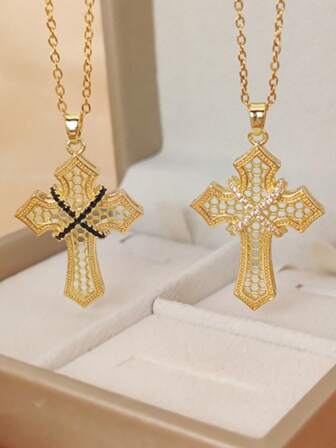 สร้อยคอรูปไม้กางเขนระยิบระยับส่วนบุคคลสำหรับสตรี สำหรับสวมใส่ในชีวิตประจำวัน, วันหยุด, ท่องเที่ยว, และใช้เป็นเครื่องประดับขณะช้อปปิ้งและถ่ายภาพ