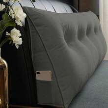 Triangle Reading Cushion With A Button-Gray 100*50*20cm - Grey - View 1