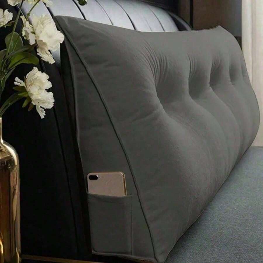 Triangle Reading Cushion With A Button-Gray 100*50*20cm - Grey - View 1