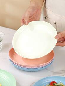 2/5pcs Plastic Plates, Suitable For Camping/Restaurant/Kitchen, Dishwasher , Food Plates, Fruit Plates, Dessert Plates, Snack Plates, Kitchen Dining Plates, Snack Trays - Multicolor - View 3