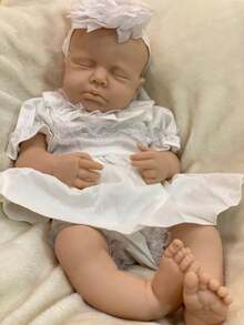 18-Inch Lifelike Sleeping Reborn Baby Girl Doll With Openable Mouth, Full Body Soft Silicone, 3D Painted Skin & Bald Details, Waterproof, Flexible, Includes Rooted Hair & Clothes - Perfect Gifts - Multicolor - View 8