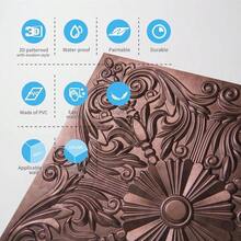 Decorative Ceiling Tile 2x2, Lay In Ceiling Tile 24x24 Pack Of 12pcs Spanish Floral In Matt White - 24吋x24吋+古銅色 - 查看 7