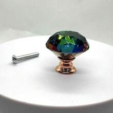 30mm Smooth Round Glass Cabinet Door Knobs/Pulls, Colorful Drawer Handles Suitable For Home, Cabinet, Drawers And Dresser, With Screws - Multicolor - View 15