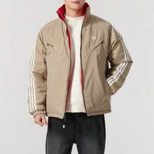 Adidas Men's Sportswear Set LNY REV Cotton Jacket, Loose Fit, Reversible, +SL WARM PNT Long Pants, Straight Leg, Fleece-Lined, Woven, Outdoor Running KA0822+KA1301