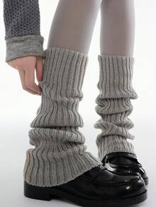 1/2/3 Paia di scaldamuscoli caldi da donna, scaldamuscoli lavorati a maglia di colore unito, scaldamuscoli lavorati a maglia versatili, scaldamuscoli lunghi e caldi lavorati a maglia per l'autunno/inverno, alla moda - Multicolore - Visualizzare 5