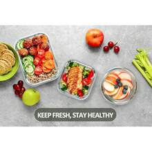 24-Piece Glass Food Storage Containers (12 Glass Bowls + 12 Lids) With Upgraded Snap Locking Lids – Airtight Lunch Containers, Suitable For Microwave/Oven/Refrigerator/Dishwasher (Gray) - 藍色 - 查看 7