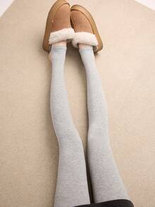 1条200克柔软磨毛薄款罗纹紧身裤，高腰显瘦保暖打底裤，女士秋冬款 - 200G-薄絨 - 查看 9