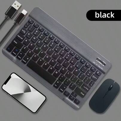 Kit Teclado + Mouse Inalámbrico Bluetooth Colores Pastel | Diseño Compacto, Teclado Silencioso y Mouse Recargable | Ideal para PC, Tablet y Celular (Todo Dispositivos)