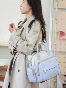 Mochila cambiadora, bolso de pañales para bebé con bolsillo aislado, para llevar al hombro/a mano, bolso de mamá para viajes - Multicolor - Ver 7