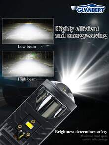 GLANBERT 2 piezas Lente de doble luz Y6D/Y8 H4 para faros de automóvil, opción disponible para conducción a la izquierda/derecha, faros delanteros de automóvil con proyección LED - Multicolor - Ver 4