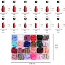 576 piezas de uas cortas a presin, 24 colores acrlicos, uas postizas cuadradas cortas, color slido, cubierta completa, puntas de uas postizas para mujeres y nias, decoraciones de uas - Multicolor - Ver 4