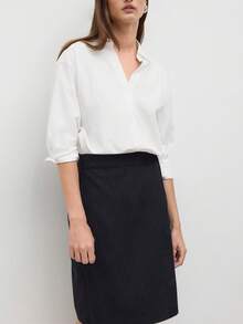 Women's Collared Roll-Up Sleeve Fitted Blouse - White - View 2