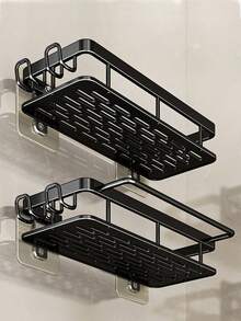 两件套浴室置物架，防锈抛光金属壁挂式收纳架，适用于浴室、卫生间、梳妆台、淋浴房，节省空间，可收纳洗发水、护发素等物品，也适用于浴室、梳妆台和厨房。 - 彩色 - 查看 5