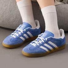 Adidas Originals GAZELLE室内复古运动休闲鞋，男女款，2026新款经典低帮运动鞋，T字头鞋 HQ8717 - 藍白色 - 查看 7