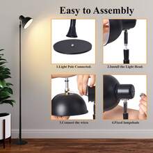 1PC 57 Inch Modern Led Floor Lamp, Simple Floor Lamp, Adjustable Brightness Desktop Reading Lamp, Stylish Standing Lamp, Touch Switch, Suitable For Bedroom, Living Room, Height Adjustable, USB Powered, 3000K-6500K Dimmable, Brightness Adjustable - Black - View 11