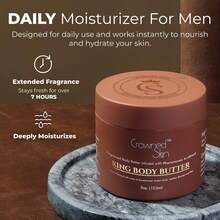 Crowned Skin King Cologned Body Butter Duo Set | Warm And Sensual Scent | Blended With Sandalwood & Leather | Infused With Organic Shea & Mango Butters | Moisturizing Formula With All-Day Fragrance | 5oz,Winter Christmas Gifts - 駝色 - 查看 3