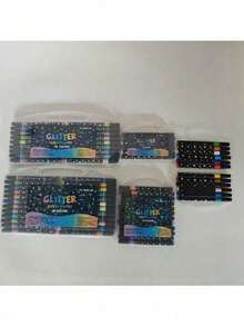 Set de 12/24/36/48/60 piezas de bolígrafos con purpurina, bolígrafos con punta de purpurina, lápices de purpurina a base de agua, lápices de purpurina metálica, rotuladores de pincel multicolor DIY, adecuados para garabatear, escribir, dibujar arte, manualidades con purpurina, cuadernos, regalos, marcadores fluorescentes, resaltadores, bolígrafos con tinta de estrellas de purpurina, bolígrafos con purpurina, rotuladores, bolígrafos perlados para estudiantes - Multicolor - Ver 12