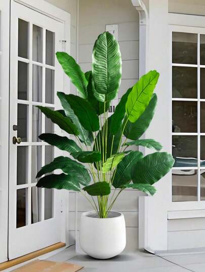 4/1pc 65-115cm Tropical Artificial Plants, Large Fake Banana Tree, Plastic Bird Of Paradise Plant Branches, Oversized Palm Leaves, Suitable For Home, Garden, Indoor Office Decor, No Pot, Room Decor, Wedding Decor, Home Decor, Bedroom Decor