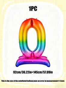 1pc 60-Inch Giant Standing Foil Number Balloon, Gold/Silver/Rainbow Color 0-9 Base Digit Balloons Suitable For Birthday Party, Anniversary, Event, Storefront Display, Family Gathering Decoration - Multicolor - View 26