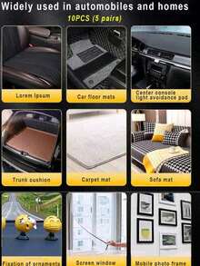 10片/20片/40片强力粘性魔术贴汽车脚垫固定器沙发床单隐形贴片避光垫双面胶贴片 - 黑色 - 查看 10