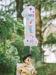 1pc32 Inch White Birthday Digital Smiling Face Daisy Aluminum Film Balloon Baby Birthday Photo Prop Digital Decoration Internet Celebrity Sun - Multicolor - View 2