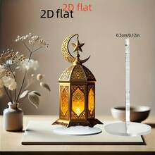 1pc 2D Bohemia Crescent Moon Lantern Acrylic Desktop Ornament, Islamic Holiday Decoration Suitable For Room Decoration, Suitable For Holiday Gifts For Family And Friends - Multicolor - View 4