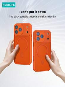 Koolife 1pc Compatible With IPhone 17, Magnetic Wireless Charging, Full Body Protection, Anti-Fall, With Lens Protector, TPU+PC Spray Oil Matte Texture Phone Protective Case, Starry Orange, Compatible With IPhone 17 ProMax/ 17/ 17 Pro/ 17 Air, Anti-Fall Phone Protective Cover - Orange - View 7