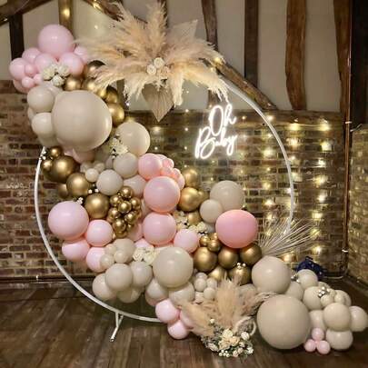 132pcs Beige Pink Balloons Garland Arch Kit Baby Shower Party Decoration Balloon Kids Birthday Christening Wedding Decor Backdrop