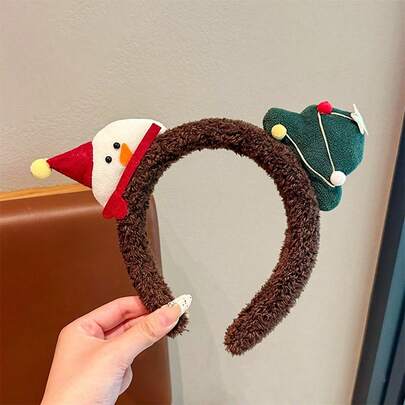 Christmas Headbands Cute Reindeer Snowman Star Hair Hoop Plush Headpiece
