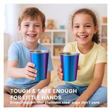 16 Oz Stainless Steel Cups 4 Pack, Stackable Metal Drinking Glasses, Unbreakable & Shatterproof,For Home, Bar, Restaurant, Party, Travel, Camping, Outdoors - 多色401 - 查看 2