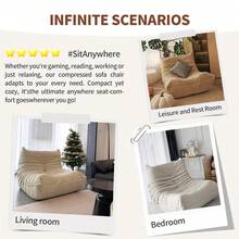 SANAE Adult-Sized, Super-Large Bean Bag Chair (Available In 4 Colors) With Memory Foam Filling, Faux Fur-Like Casual Chair, Ergonomic Design, New Model Shaped Sofa, Suitable For Gaming, Reading, Relaxation, And As A Large Decorative Sofa That Doesn't Require Assembly.Stuffed BeanBag Floor Sofa For Napping, Gaming, Lounging, Beige - Beige - View 5