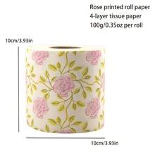 1 Roll Floral Pattern Toilet Paper, Rose Design, Decorative Napkins, Holiday Handkerchief Paper, Suitable For Home, Office, Bathroom, Travel, Creative Tissue, European Size, Euro/Dollar Printing, Rose Print Bamboo Pulp Toilet Roll - Multicolor - View 8
