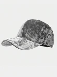 男女通用复古丝绒棒球帽，欧美时尚休闲情侣弯檐遮阳帽，嘻哈平顶帽，秋冬款 - 金絲絨 - 查看 15