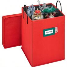 Caja de almacenamiento coleccionable para cascanueces y cifras de Navidad, almacena cascanueces de hasta 9 a 16 pulgadas de alto, adornos y ms, organizador de decoracin navidea con divisores - Rojo - Ver 6
