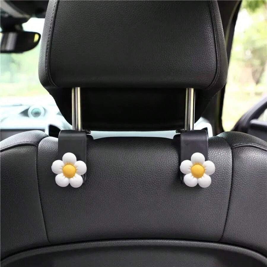 AD 2pcs Hidden Flower Car Seat Back Hooks, Multi-Functional Creative Seat Hangers & Interior Storage Organizers
