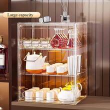 亚克力磁吸门展示柜 - 防尘可堆叠厨房收纳整理柜，适用于杯子、茶壶和咖啡配件，透明设计，方便查看，适合家庭或办公室使用，厨房收纳柜，时尚现代外观，耐用塑料结构，橱柜收纳整理柜，橱柜收纳整理柜，厨房橱柜收纳柜，橱柜整理柜，收纳盒，厨房收纳整理柜 - 彩色 - 查看 3