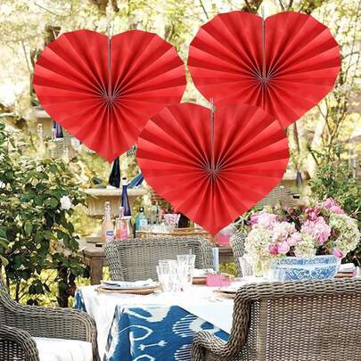 2 quả cầu giấy hình trái tim dùng cho đám cưới, tiệc chia tay cuộc sống độc thân, tiết lộ giới tính, trang trí tiệc độc thân, quạt chấm bi và đỏ các loại tạo không khí lãng mạn & phông nền chụp ảnh
