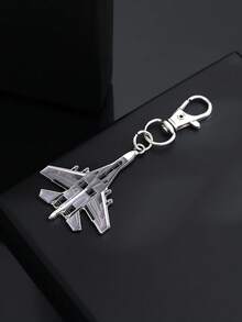1pc Fashion New Drip Oil Airplane Fighter Shaped Keychain Keyring Pendant Accessory, Suitable For Men And Women Car Key, Bag Decoration And Gift - Silver - View 16