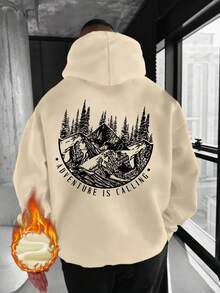 هودي رجالي فضفاض مبطن حراريًا، بطراز الشارع، للخريف/الشتاء، بأكمام طويلة