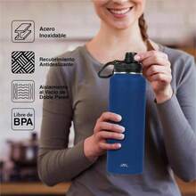 Termo de Acero Inoxidable para Agua y Caf 1200 ml 40 oz Contiene 3 Tapas para Diferentes tipos de Bebidas, para Mantener la Temperatura Deseada Rojo - Azul Navy - Ver 6