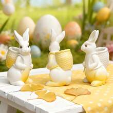 1个复活节篮子兔子蜡烛模具，蜡烛模具，花卉装饰，DIY，皂树脂工艺品，石膏装饰，复活节装饰和创意手工礼品 - 白色 - 查看 8