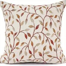 1Pc Classical Jacquard Beige Leaf Pattern Decorative Throw Pillow Cover - 17.7x17.7 Inches, 2D Digital Single-Side Printing, Machine Washable With Zipper, Suitable For Farmhouse, Living Room, Bedroom, Sofa, Porch, Patio, Outdoor Decor, Not Insert Included - Multicolor - View 10