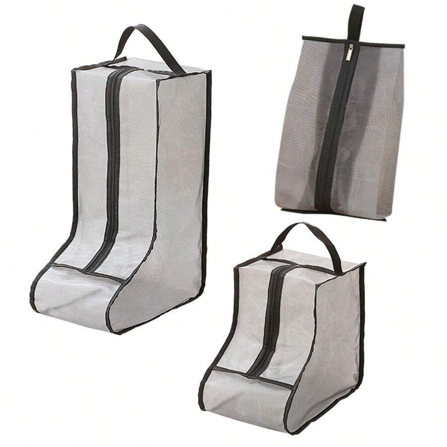 1 pieza/3 piezas Bolsa de botas de malla visible, versión talla grande alta y talla grande ancha, puede almacenar varios tipos de zapatos, botas de tobillo, botas altas, botas Chelsea, impermeable, anti-humedad, anti-polvo, con asa, bolsa de almacenamiento de zapatos portátil para viajes - Multicolor - Ver 1
